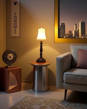 Vintage Table Lamp with Scalloped Shade-image-16