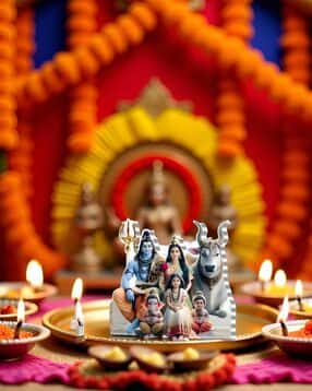 Flat Acrylic Religious Mahadev with his Family Showpiece