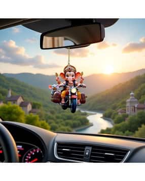  Ganesha on Motorcycle Car Hanging Ornament