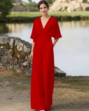 sykon Women V-Neck Jumpsuit with Insert Pockets-picture-18