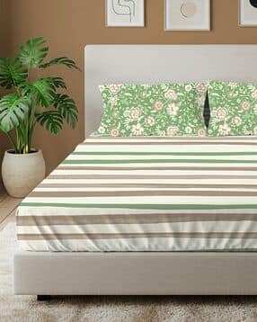 urban space 120 TC Striped Double Bedsheet with Pillow Cover-picture-7