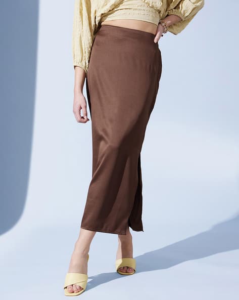 Women Straight Skirt with Elasticated Waist