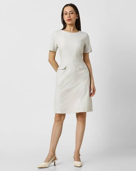 van heusen ladies dresses Buy Van Heusen Women Cream Solid Thigh-Length Casual Dress Online