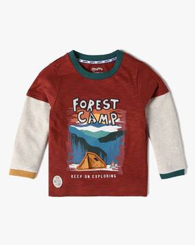 Boys Graphic Print Relaxed Fit Round-Neck T-Shirt