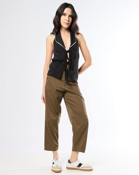 Buda Jeans Co Mid-Rise Wide-Leg Flat-Front Pants