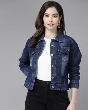 aarika girls ethnic Women Regular Fit Denim Jacket with Flip Pockets-picture-28