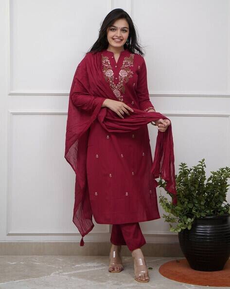 Indie Picks Embroidery Straight Kurta Set