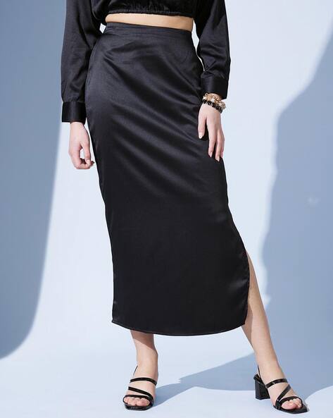 Women Straight Skirt with Elasticated Waist