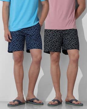 the indian garage co Men Pack of 2 Printed Shorts with Elasticated Waist-picture-45