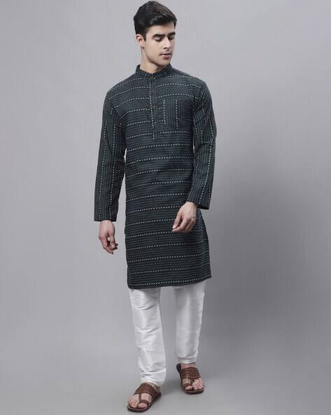 Enchanted Drapes Men Printed Regular Fit Cotton Long Kurta