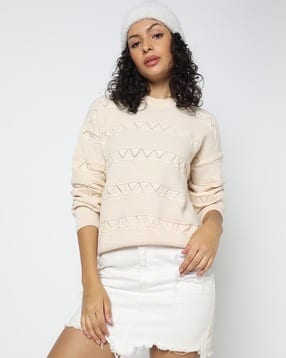 yousta Women Pointelle-Knit Round-Neck Pullover-picture-43