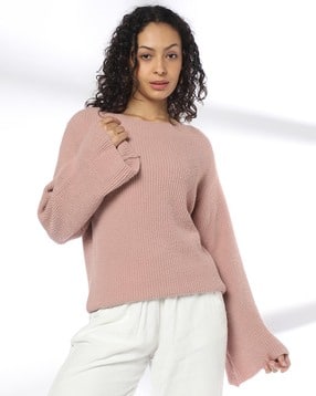 fig Women Ribbed Boat-Neck Pullover-picture-53
