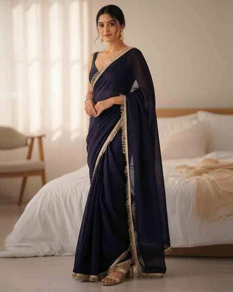 Ri-wah Women Traditional Saree with Blouse Piece