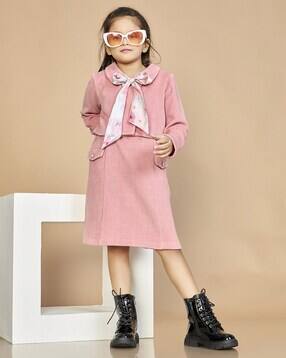 Girls Fit & Flare Dress with Petan Pan Collar-image-43