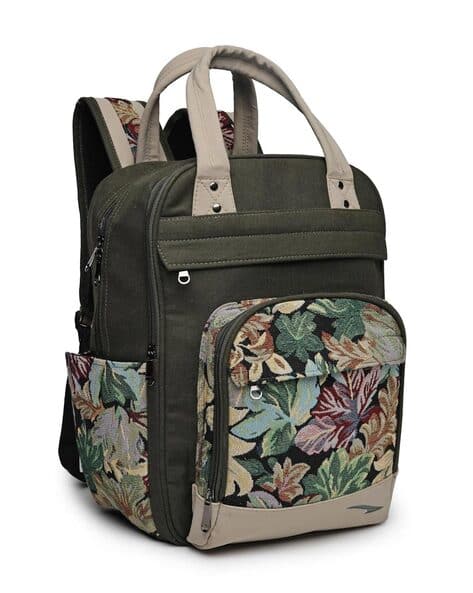 ENSAC Women Leaf Print Travel Backpack