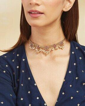 fabindia Women Gold-Plated Studded Choker Necklace-picture-46