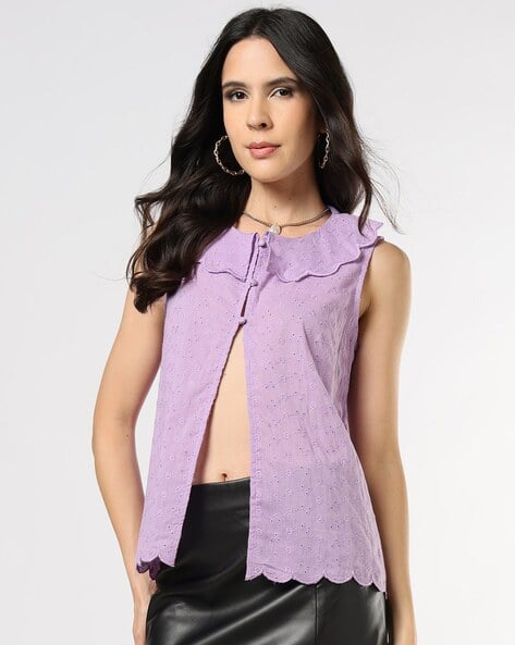 Fyre Rose Women Schiffli Embroidered Regular Fit Top