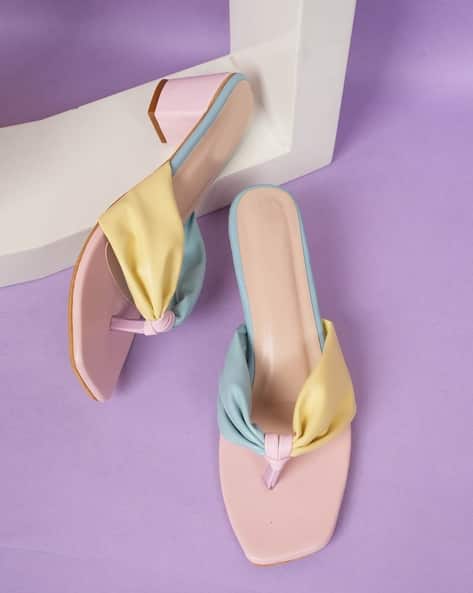 MOZAFIA Women Colourblock Chunky Heeled Sandals