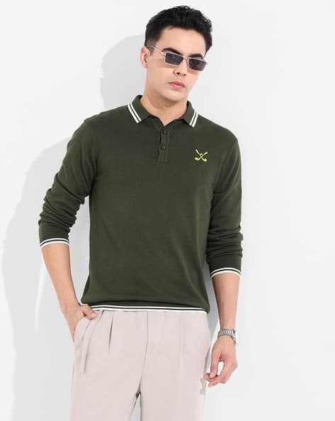 The Indian Garage Co Men Flat-Knit Slim Fit Polo T-Shirt