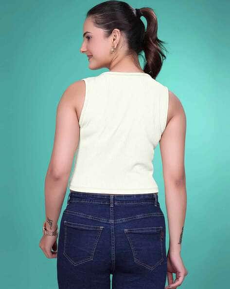 Buy Buda Jeans Co Women Ribbed Regular Fit Tank Top Online | Ajio.com