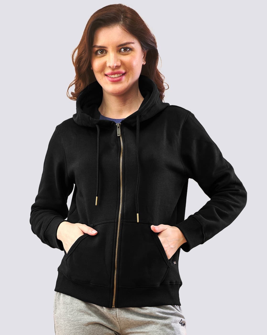 front zipper all-in-one　hholic black Buy LYRA Full-Sleeves Zip-Front Hoodie Online | Ajio.com