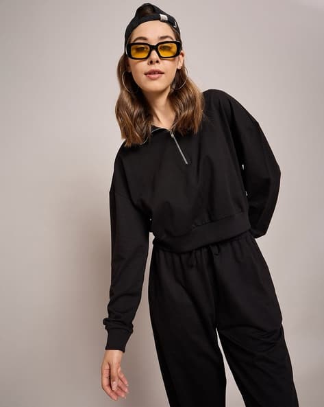 Sassafras Women Oversized Fit Zip-Front Sweatshirt