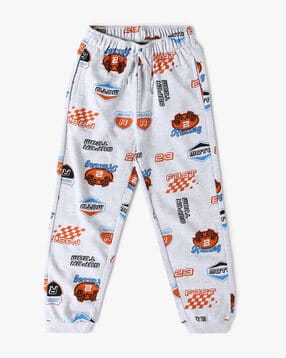 Boys Graphic Print Cotton Joggers-image-47