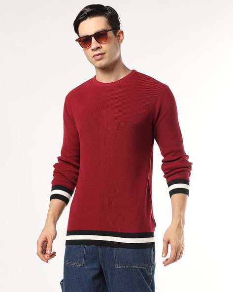Buda Jeans Co Ribbed Relaxed Fit Sweater with Contrast Tipping