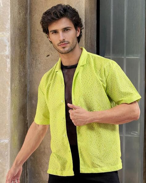 green emerald velvet dress Men's Black and Neon-Green Button Up Mechanic Shirt w/ Reflective Stripe