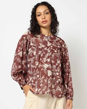 yousta Women Floral Gathered Yoke Top-picture-30