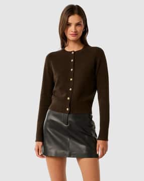 forever new Women Crew-Neck Cardigan with Button Closure-picture-41