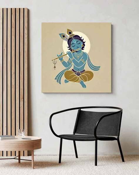 999store Lord Krishna Square-Shaped Wall Painting
