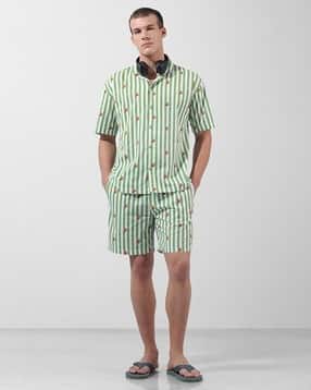 the indian garage co Men Striped Shirt & Shorts Set-picture-14