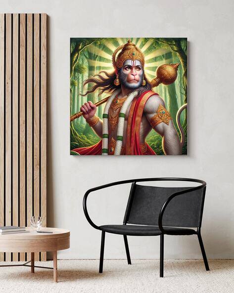 999store Lord Hanuman Square-Shaped Wall Art Painting