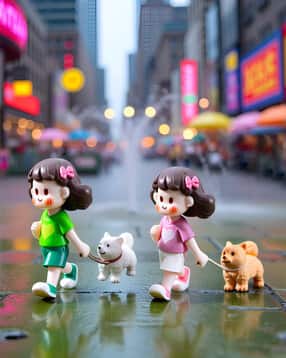 Set of 4 Leisure Dog & Girl Doll Showpiece-image-27