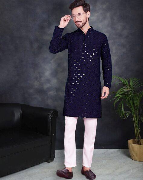 JOMPERS Men Regular Fit Embellished Kurta & Pyjamas Set