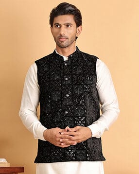 Men Embellished Regular Fit Nehru Jacket-image-43