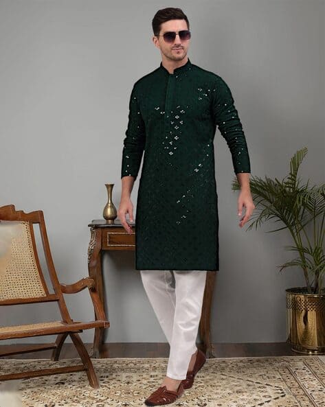 JOMPERS Embroidered Kurta Pyjamas Set