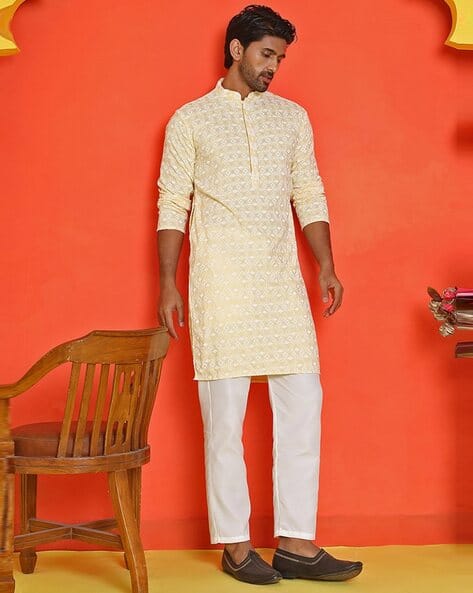 Jompers Floral Embroidered Sequinned Straight Kurta With Trousers & Dupatta