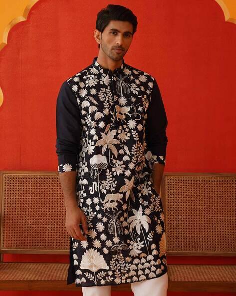 JOMPERS Men Embroidery Long Kurta