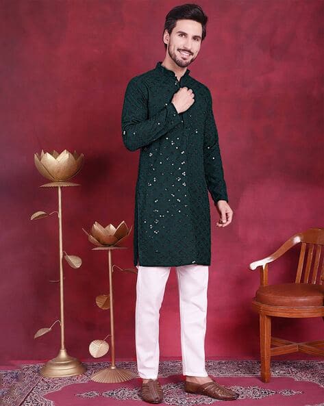 JOMPERS Men Embellished Regular Fit Kurta with Pyjamas