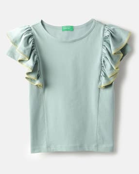 united colors of benetton Girls Regular Fit Round-Neck T-Shirt-picture-11