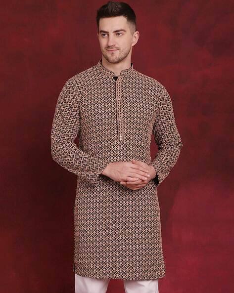 JOMPERS Men Mandarin Collar Regular Fit Long Kurta