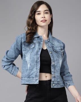 Women Washed Regular Fit Denim Jacket 