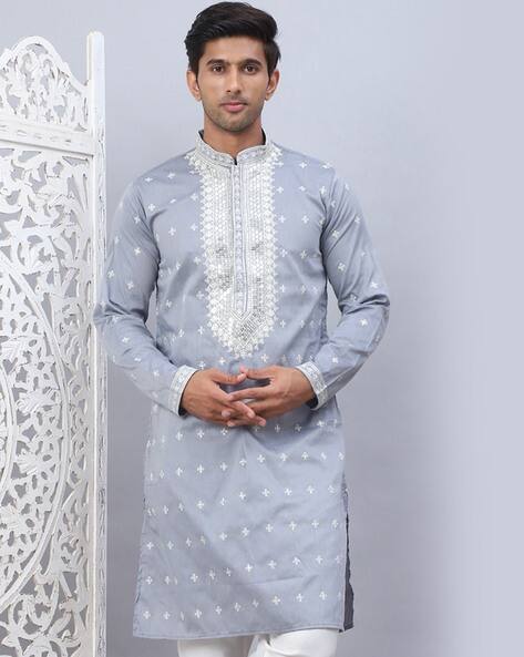 JOMPERS Men Sequins Embroidered Regular Fit Long Kurta