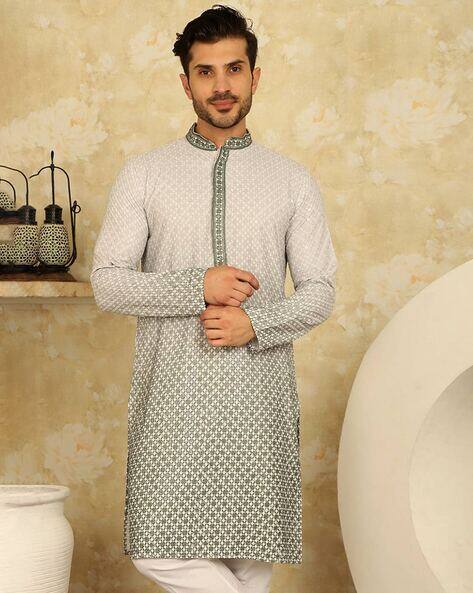JOMPERS Men Checked Regular Fit Long Kurta