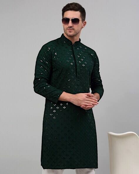 JOMPERS Embroidered Kurta Pyjamas Set with Pocket