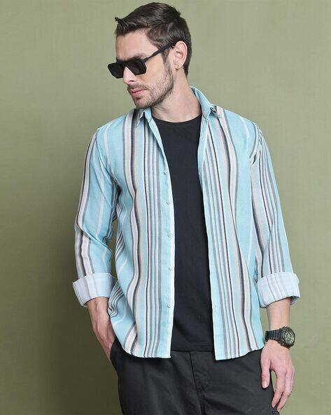 INDIAN NEEDLE Striped Cotton Casual Shirt For Men