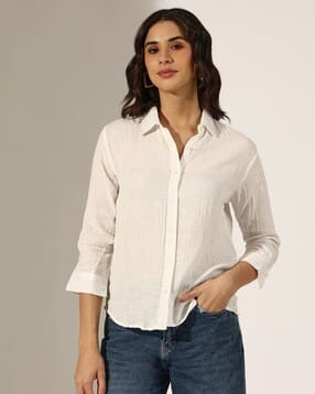showoff Women Regular Fit Shirt with Spread Collar-picture-13