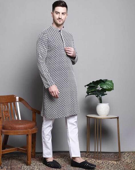 JOMPERS Embroidered Long Kurta Pyjama Set
